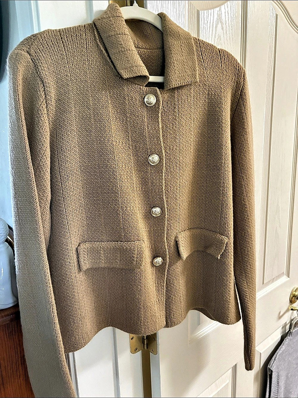 Shein Knit Button-Front Cardigan in Brown Size Medium